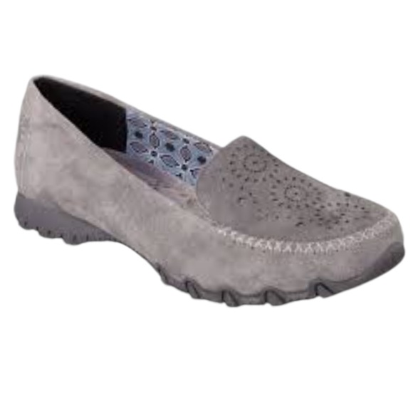SKECHERS Grey Suede Bikers Expressway Slip Ons Womens Sz 10 Loafer Moccasin - Picture 4 of 14